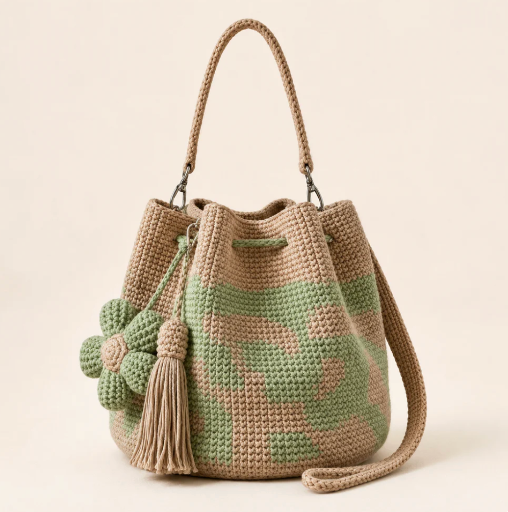 Boho Crochet Flower Bag — Purple