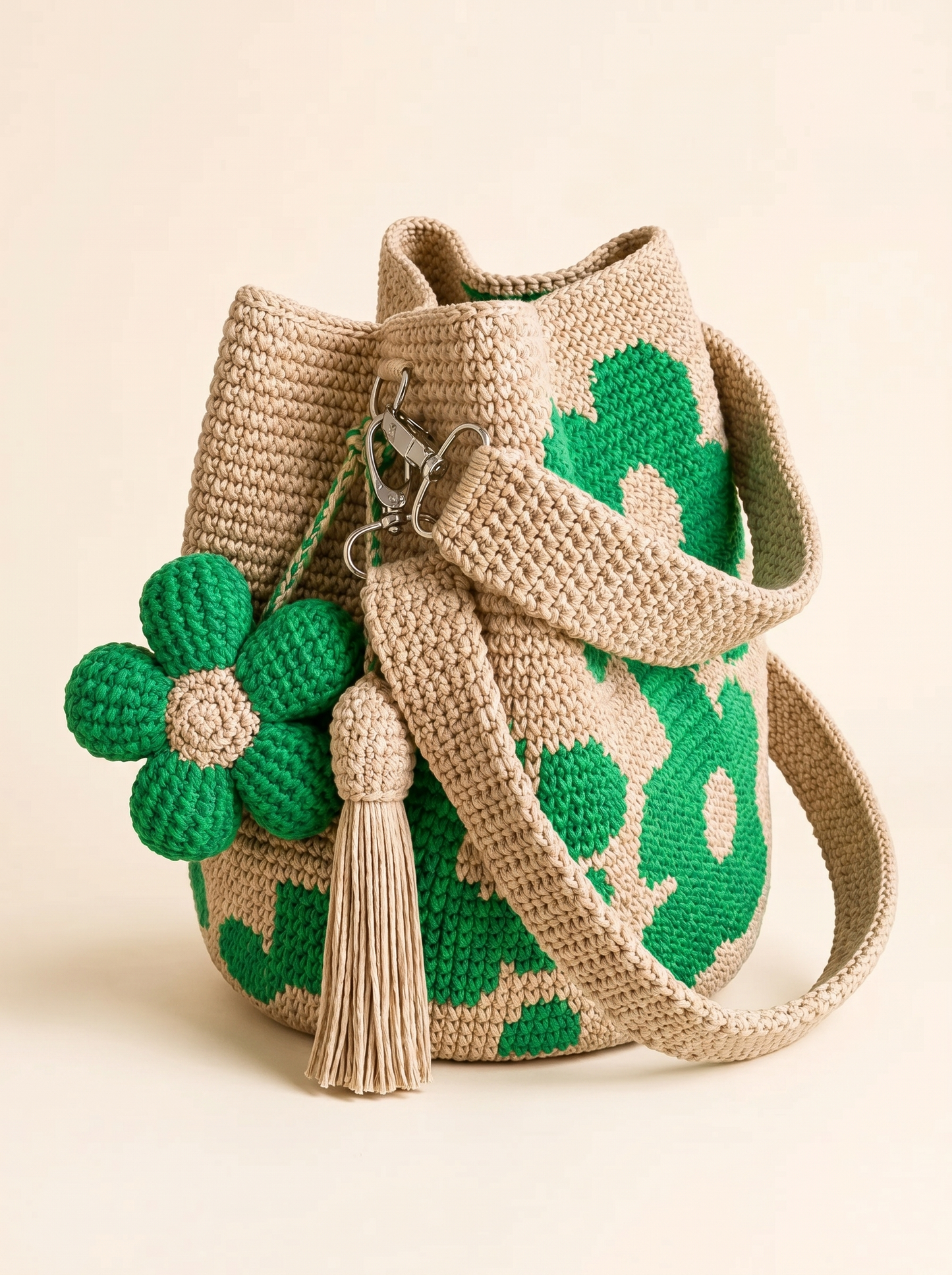 Boho Crochet Flower Bag — Green