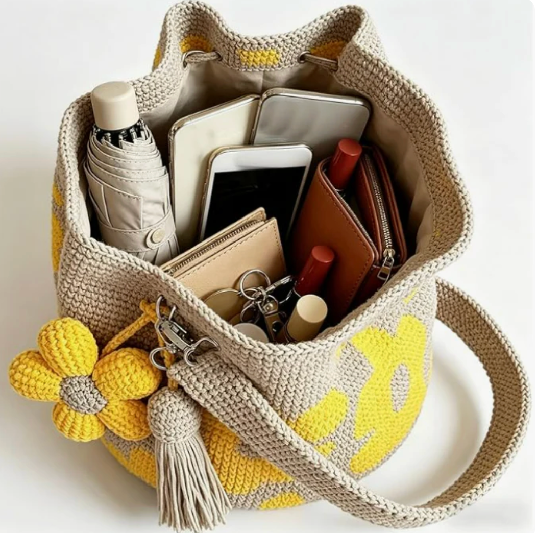 Boho Crochet Flower Bag — Yellow