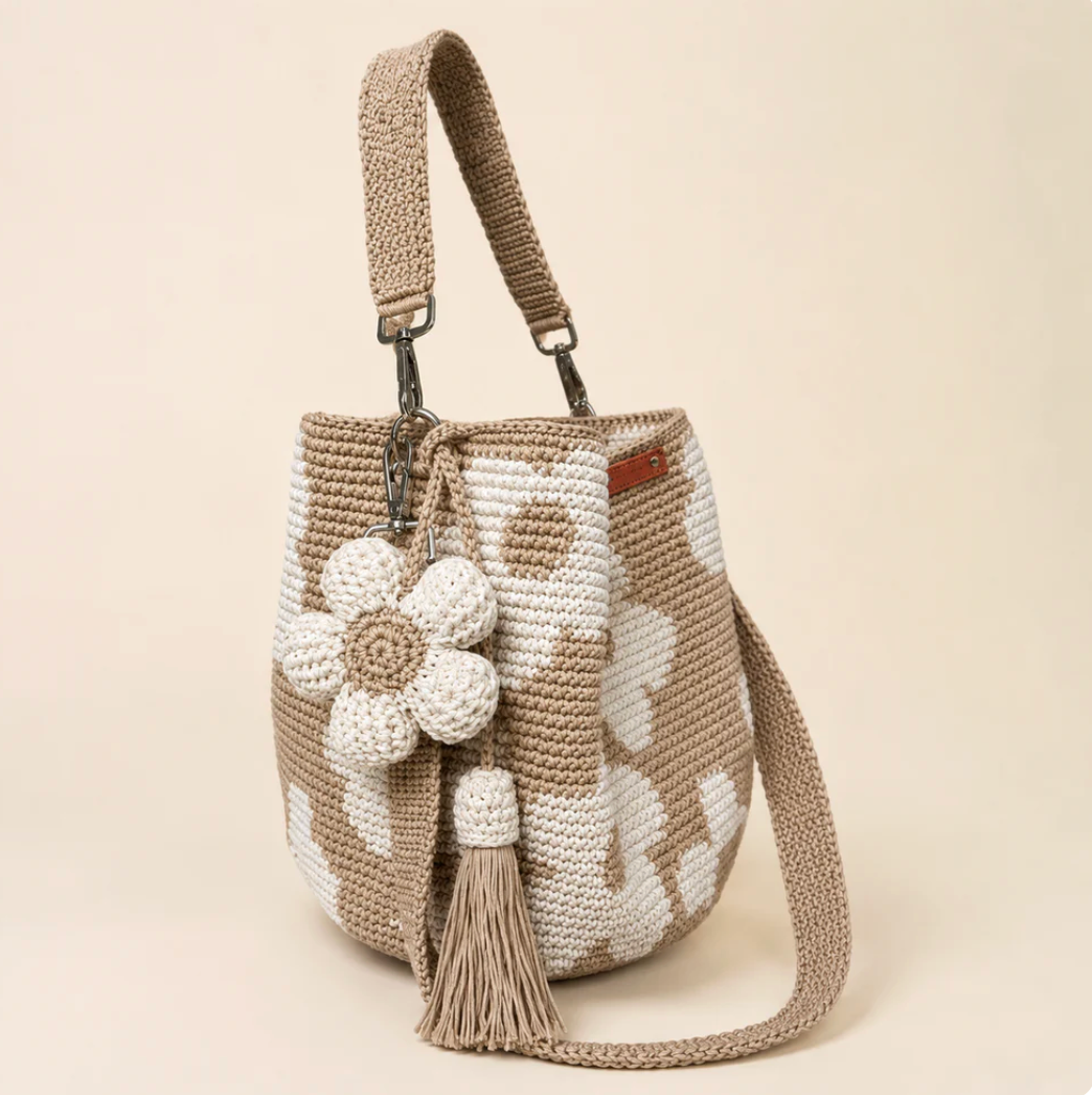 Boho Crochet Flower Bag — Purple